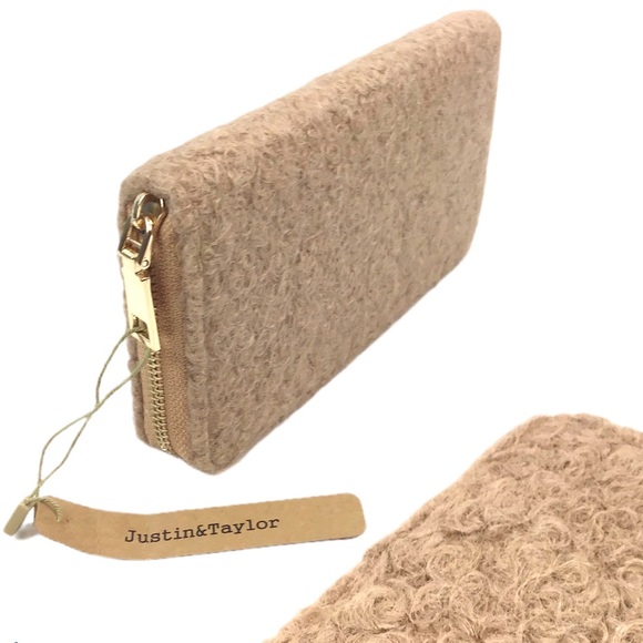 Justin & Taylor Handbags - Sherpa Texture Justin & Taylor Taupe Wallet